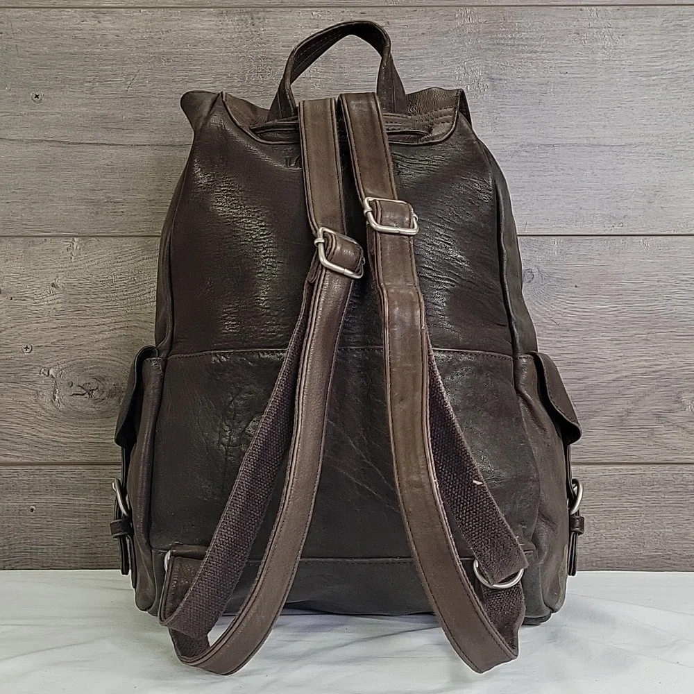London Fog Brown Leather Men's Backpack
